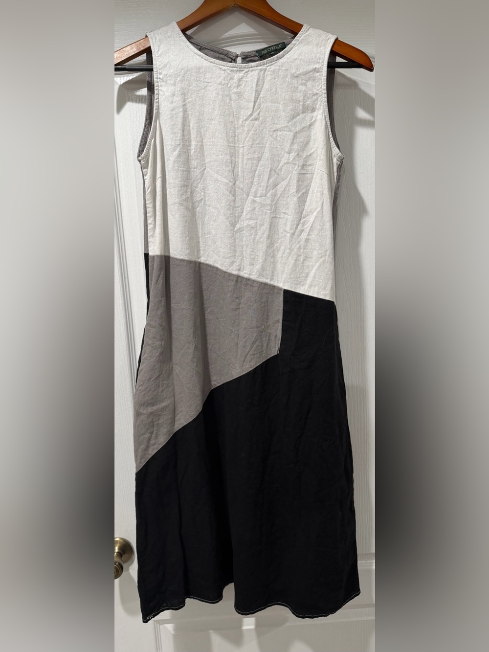 For Cynthia Linen colorblock Sleeveless Midi Dress size XS